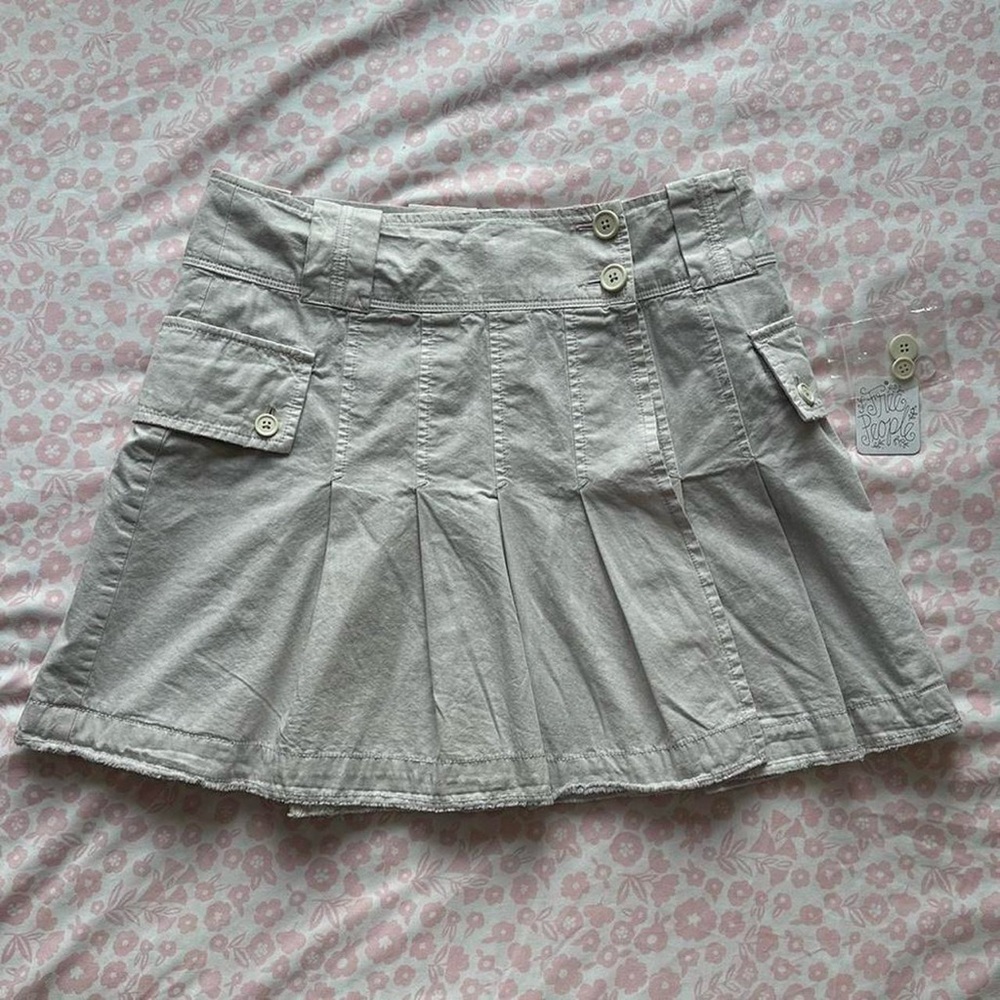 Free People Light Gray Pleated Mini Skirt